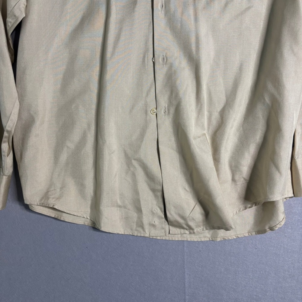 Alfani 100% Silk Oxford Dress Shirt Men's L 16 34/35 Beige - Picture 6 of 16
